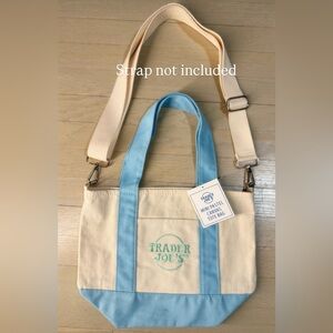 NEW Trader Joe's Canvas Mini Pastel Tote Bag Multicolor Foldable D-ring strap